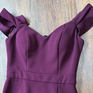 Elegant Off-Shoulder floor length gown in Deep Purple